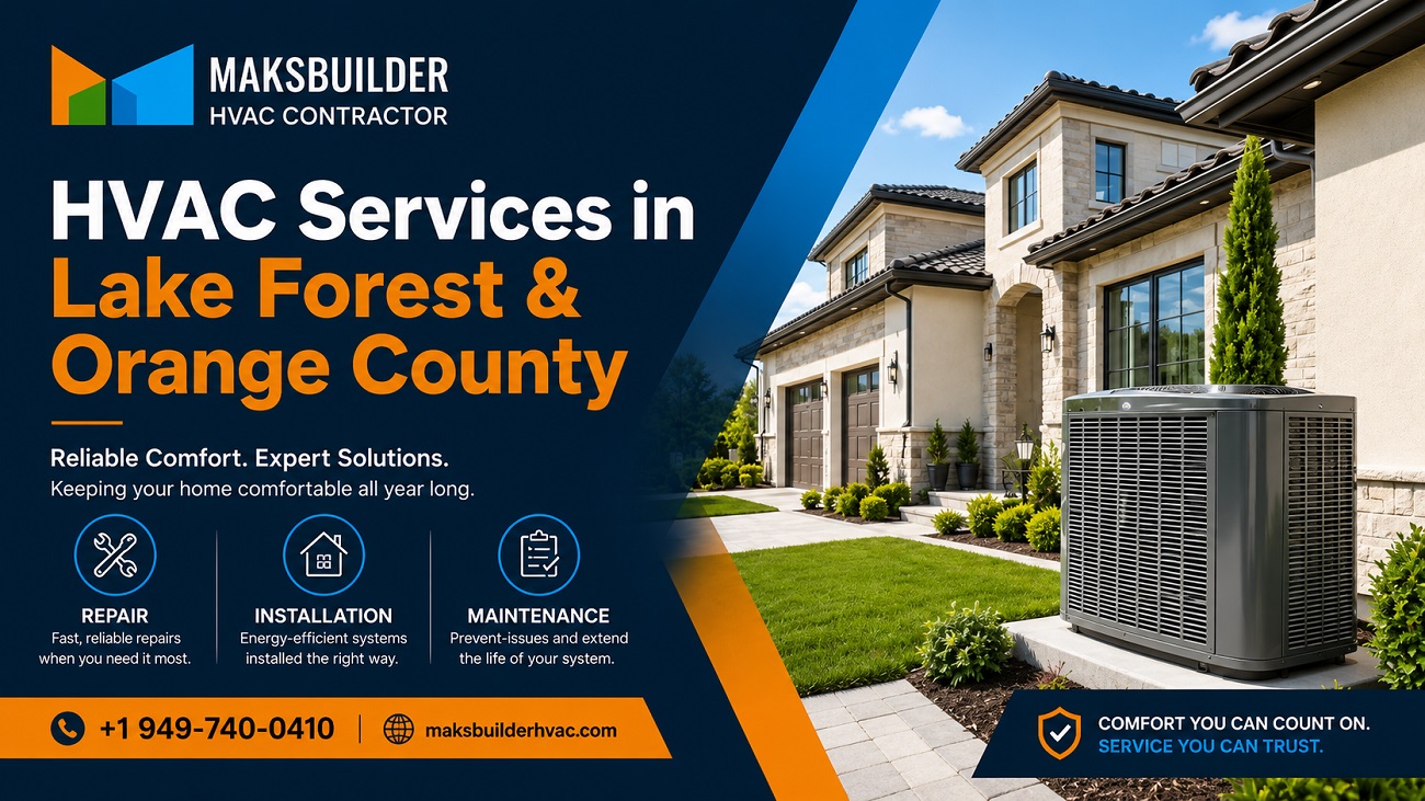Full-width HVAC service visual for Maksbuilder heating and cooling services