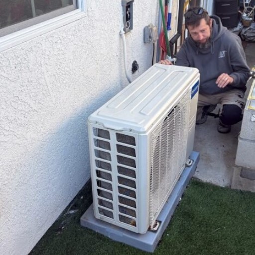 Ductless mini-split equipment installed for a garage or ADU