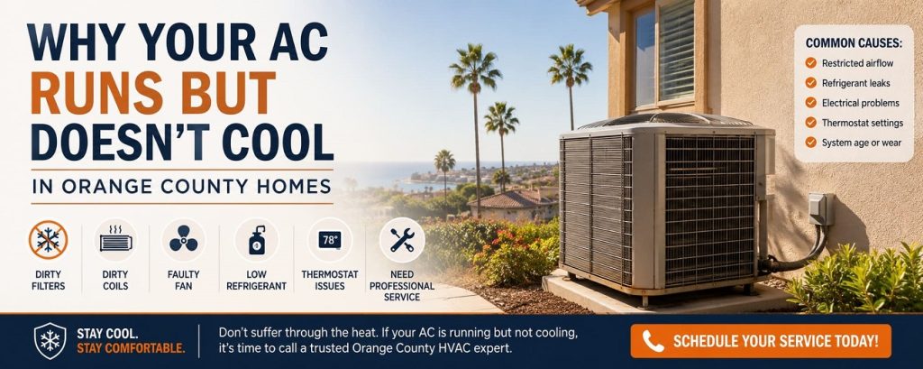 Why Your AC Runs but Doesn’t Cool in Orange County Homes