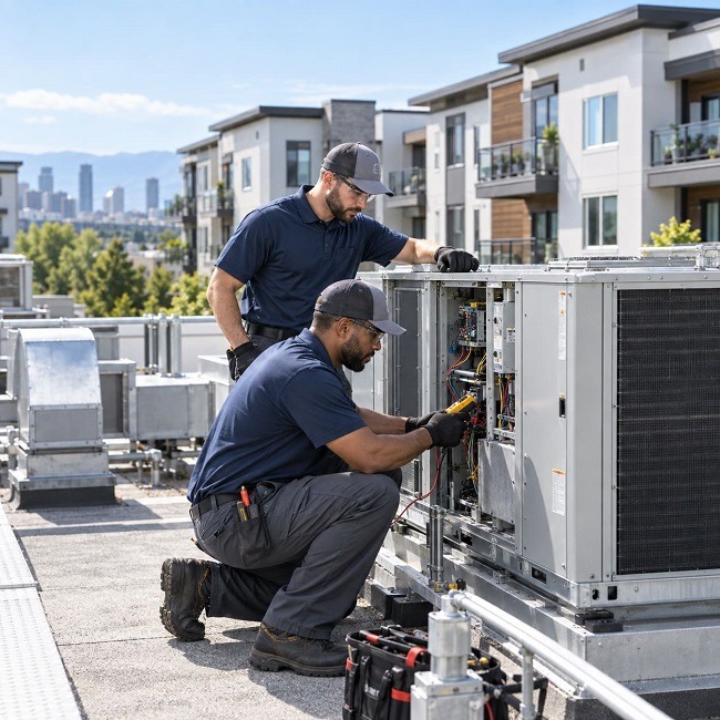 HVAC service at a multifamily residential property in Orange County